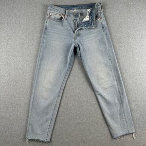 Levi's 501 Jeans Women 27 Blue Taper Light Wash Raw Hem Button Fly Denim Rodeo